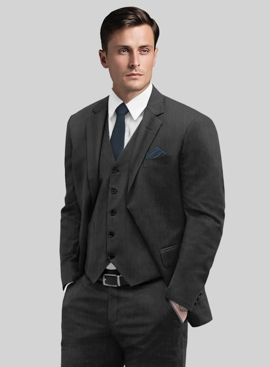 Reda Cashmere Dark Gray Chalkstripe Wool Suit