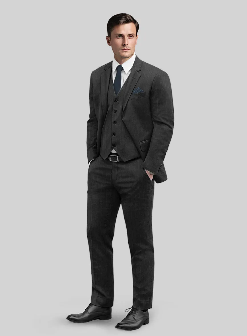Reda Cashmere Dark Gray Chalkstripe Wool Suit