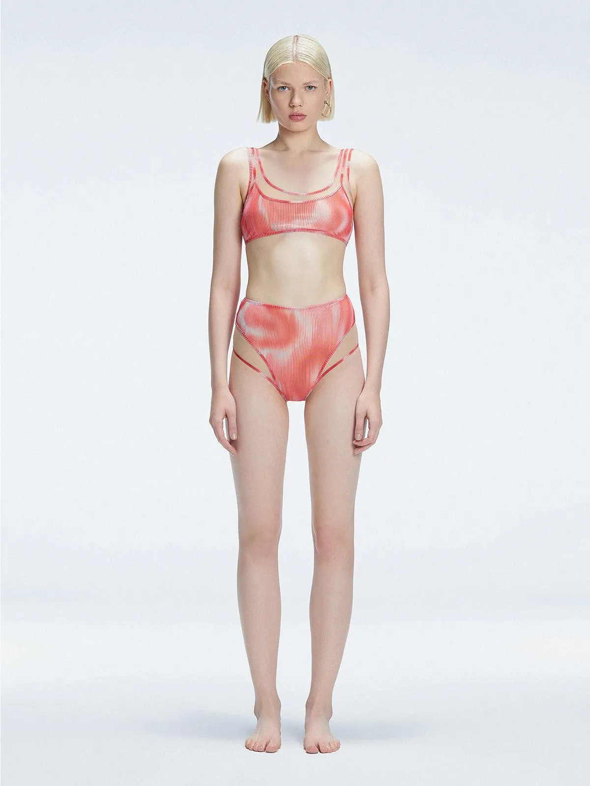 Rosalind Red Optical Bikini Top
