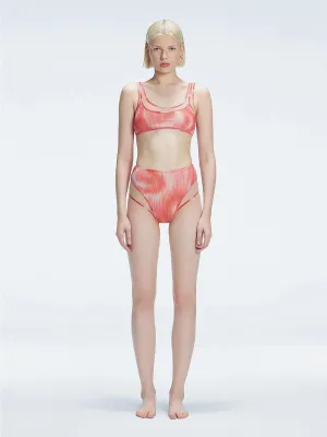 Rosalind Red Optical Bikini Top