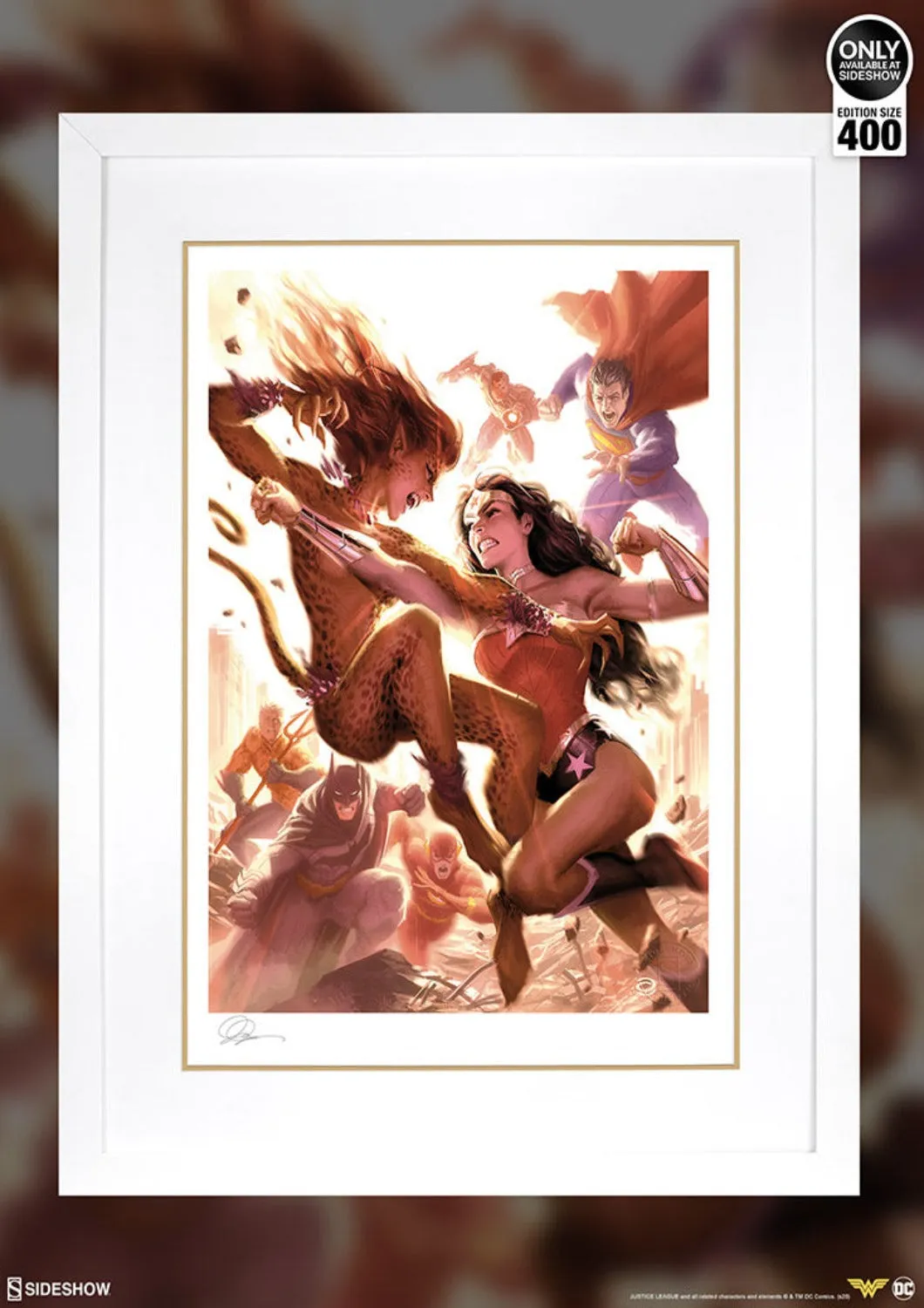 SIDESHOW WONDER WOMAN VS CHEETAH ART PRINT 500961U