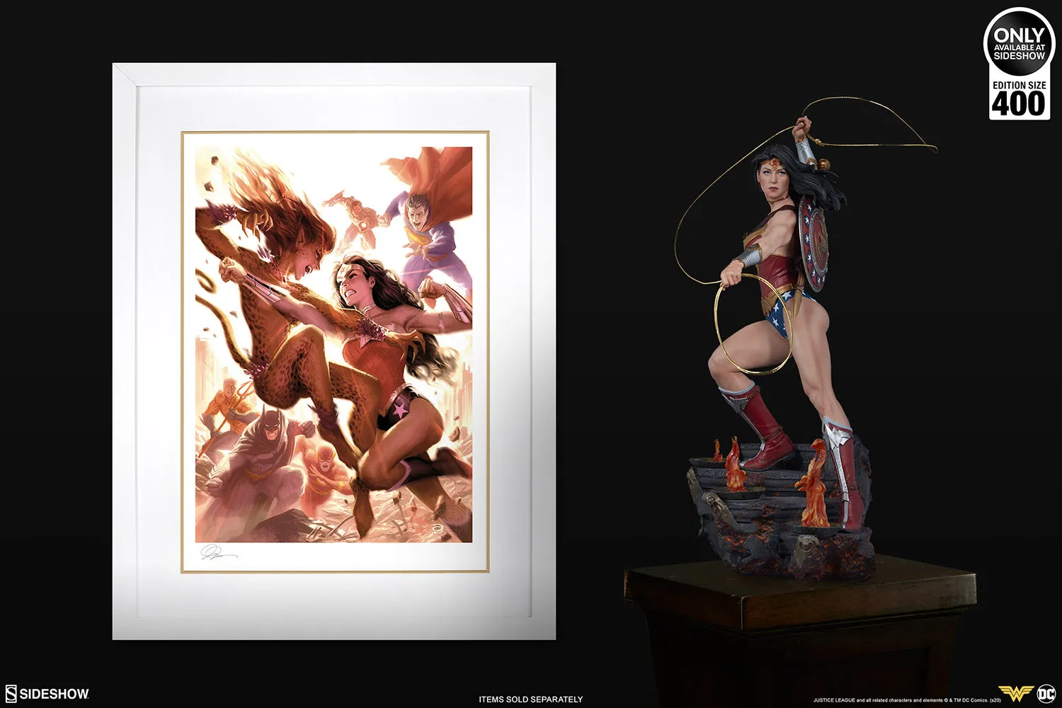 SIDESHOW WONDER WOMAN VS CHEETAH ART PRINT 500961U