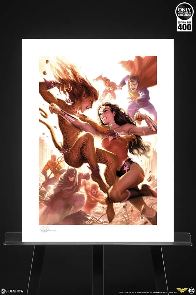 SIDESHOW WONDER WOMAN VS CHEETAH ART PRINT 500961U