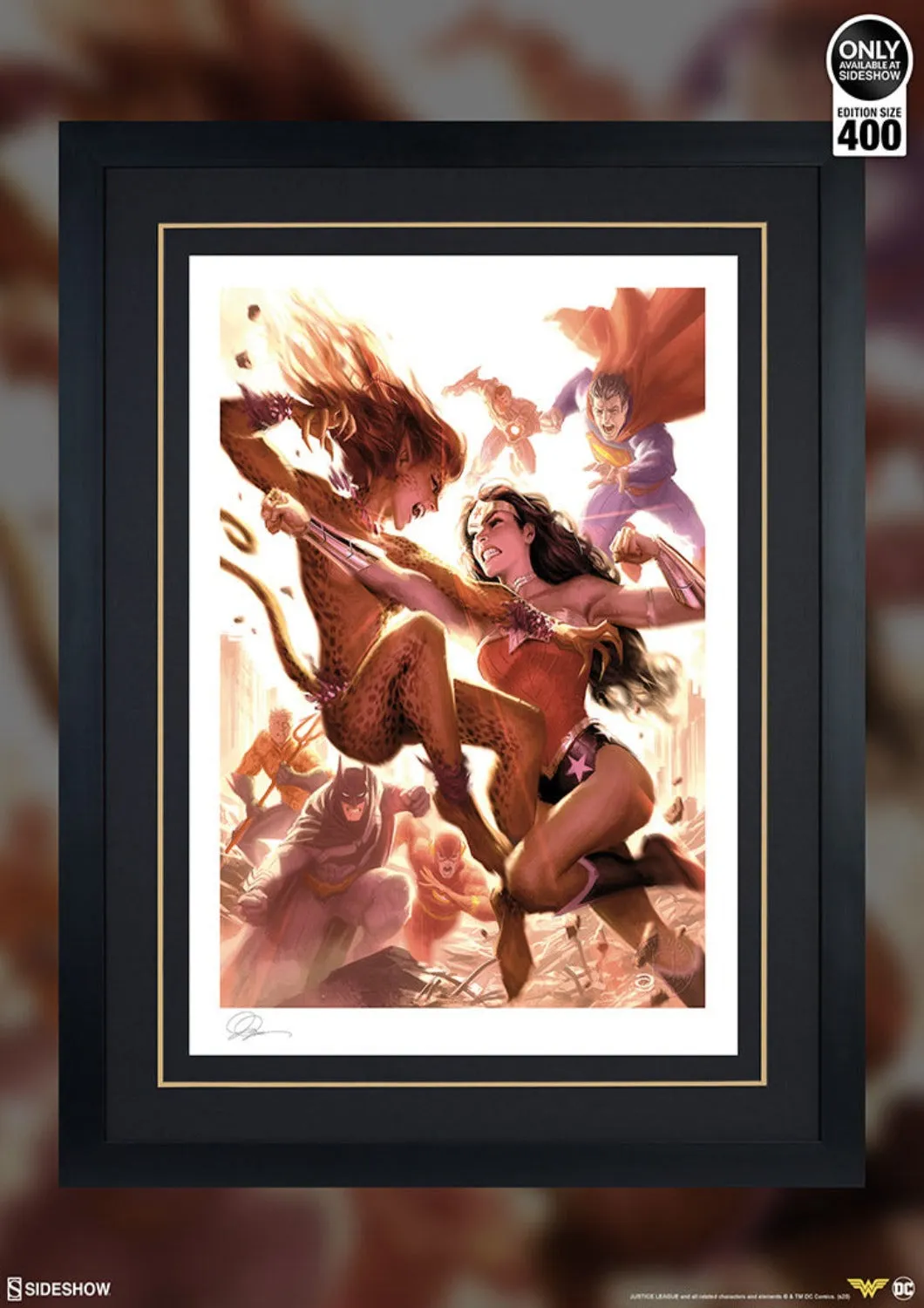 SIDESHOW WONDER WOMAN VS CHEETAH ART PRINT 500961U