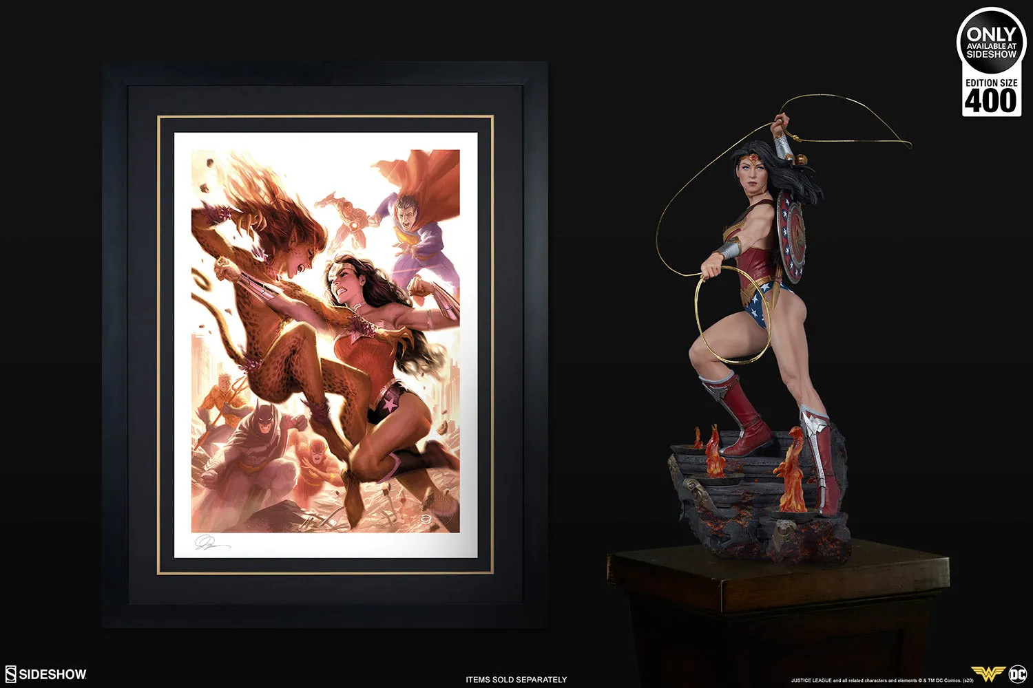 SIDESHOW WONDER WOMAN VS CHEETAH ART PRINT 500961U