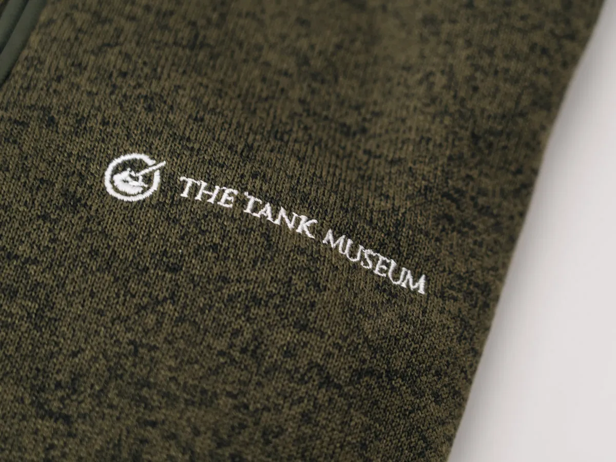 Tank Museum Green Zip Neck Jumper