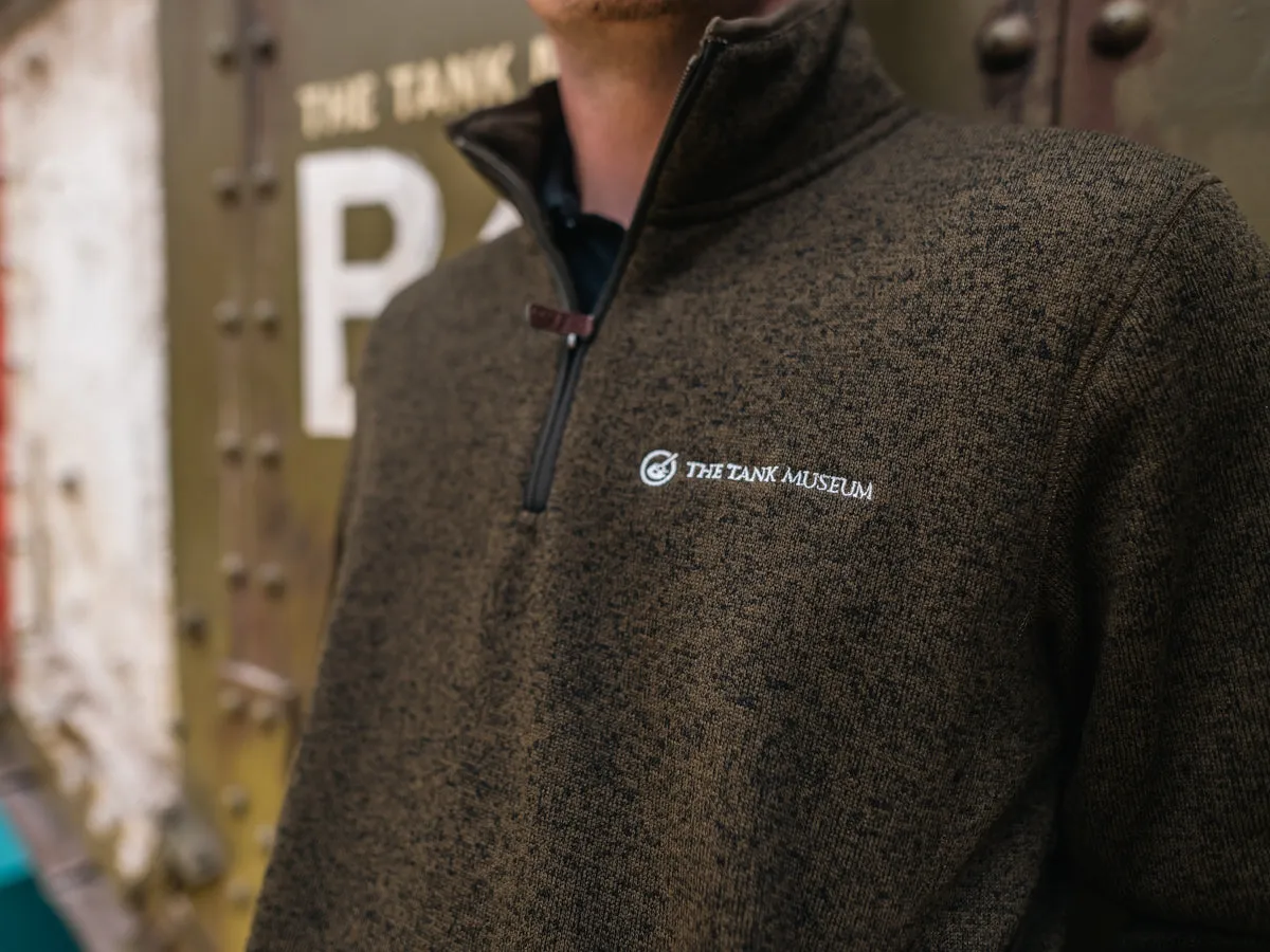 Tank Museum Green Zip Neck Jumper