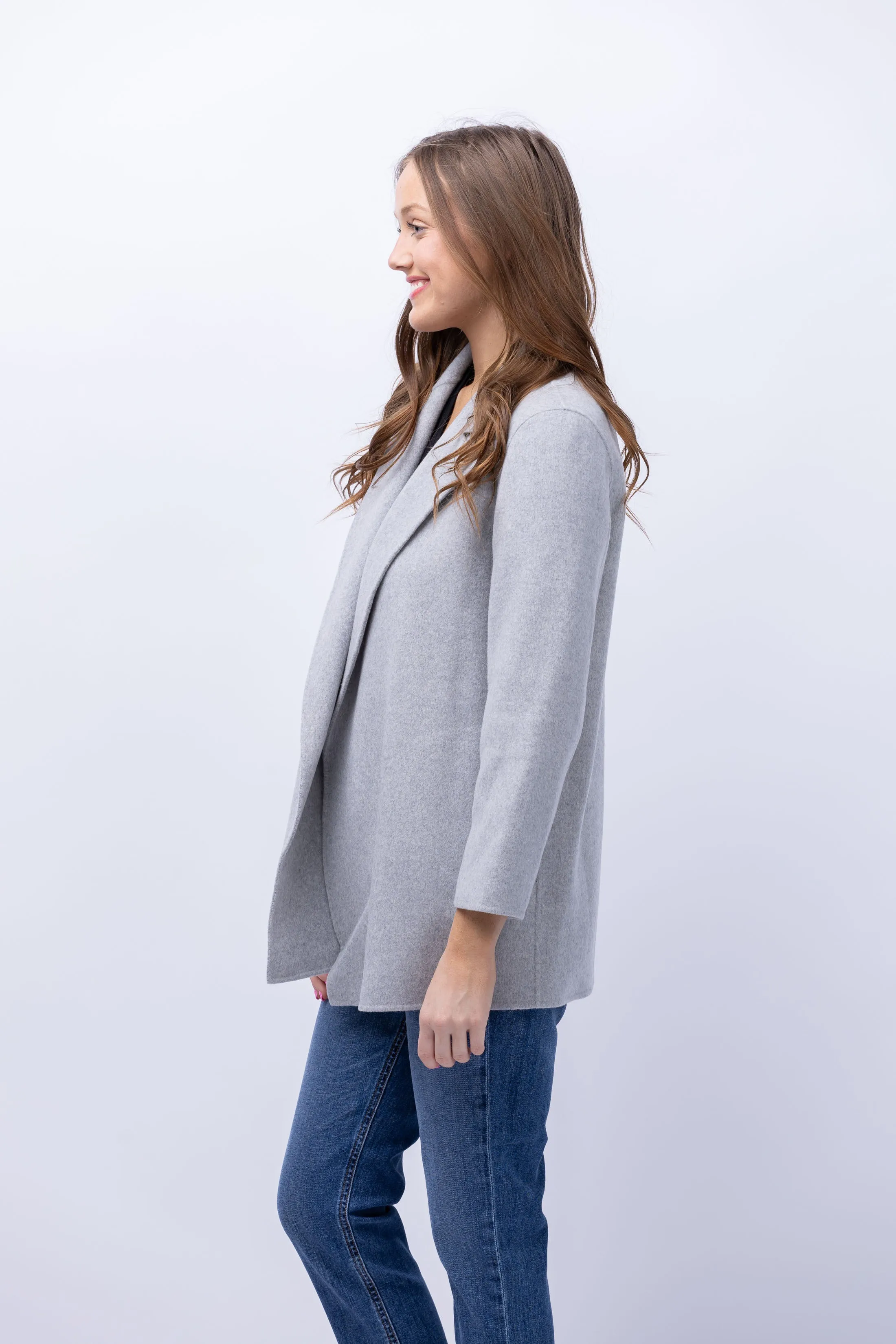 Theory Clairene Double-Face Wool-Cashmere Jacket in Melange Grey