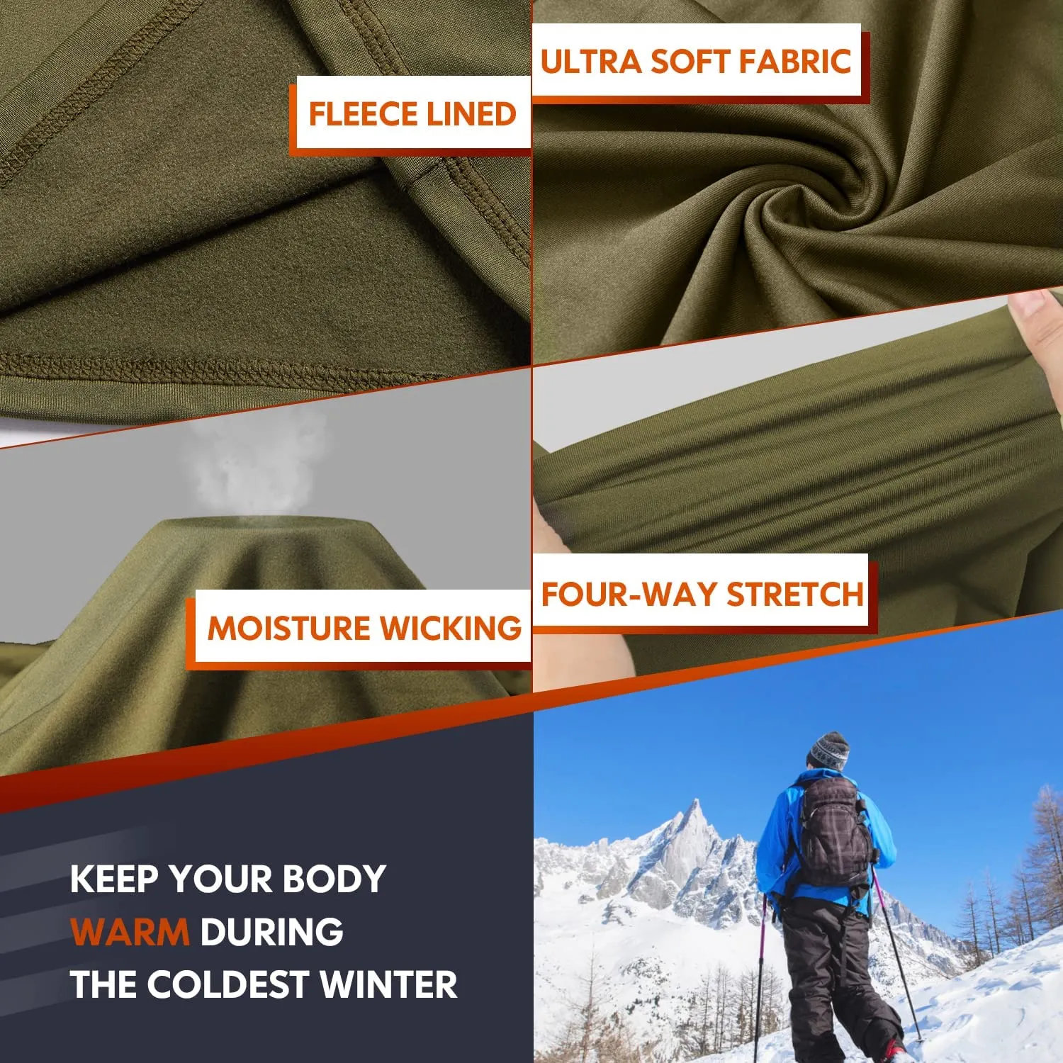 Thermal Underwear Set Winter Hunting Gear Sport Long Johns Base Layer Bottom Top Midweight