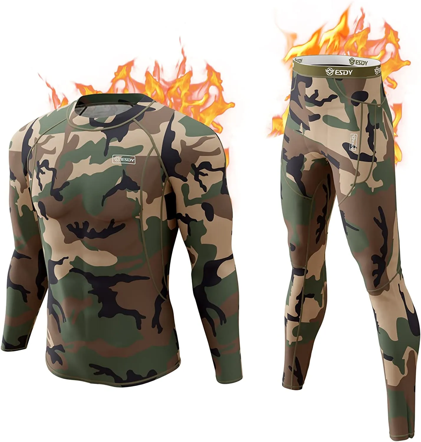 Thermal Underwear Set Winter Hunting Gear Sport Long Johns Base Layer Bottom Top Midweight