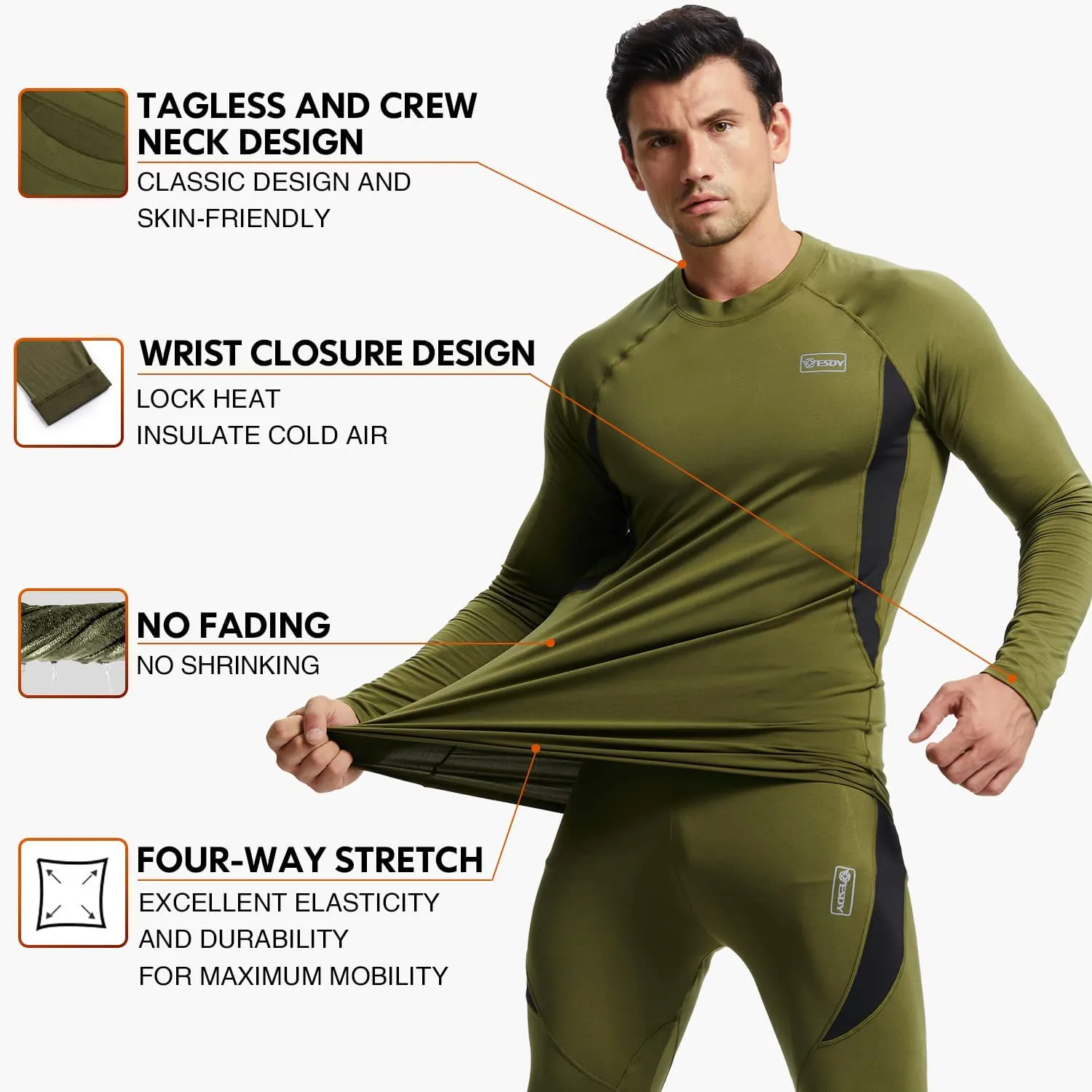 Thermal Underwear Set Winter Hunting Gear Sport Long Johns Base Layer Bottom Top Midweight