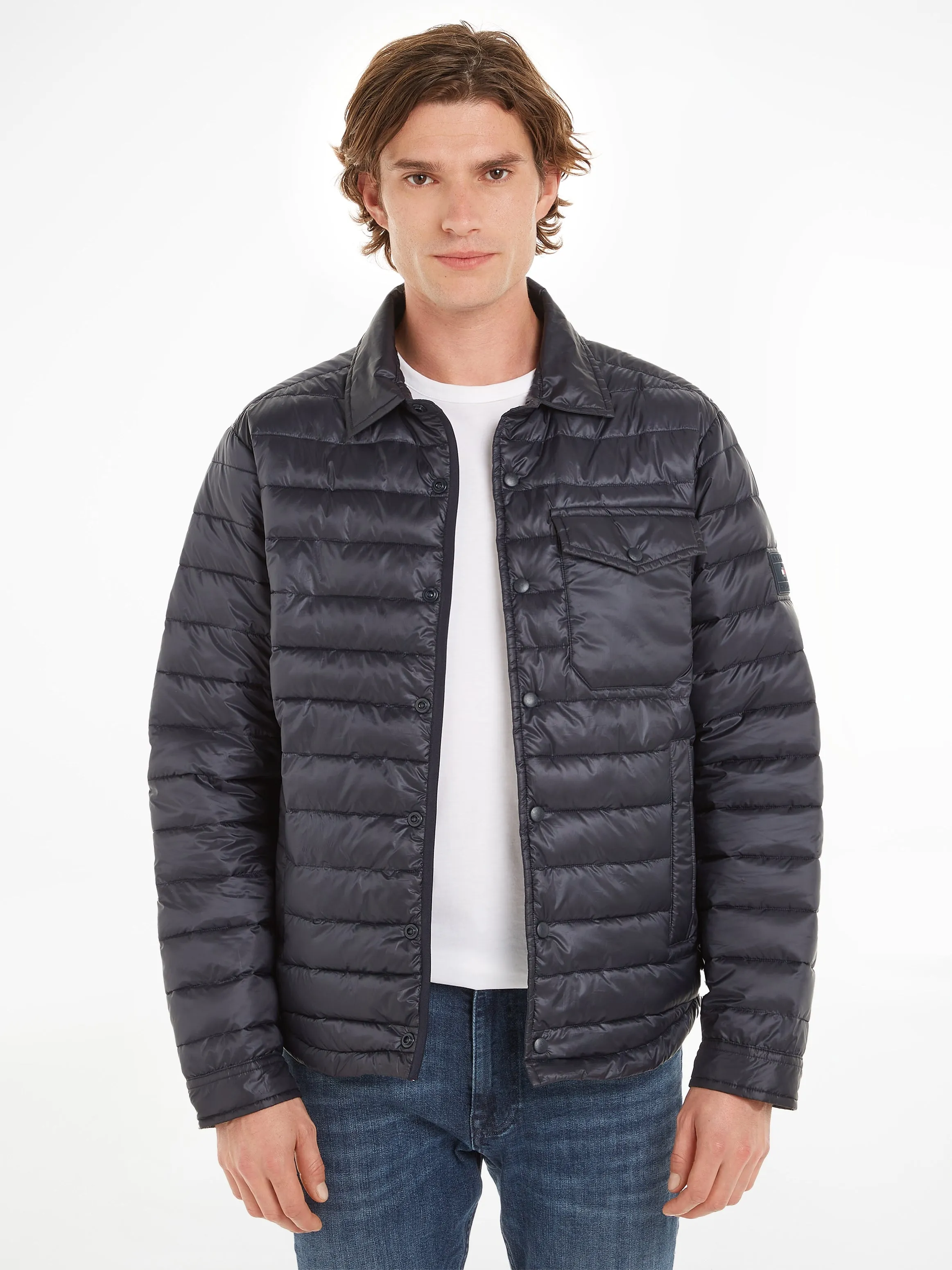 Tommy Hilfiger Packable Recycled Padded Shirt Jacket - Navy