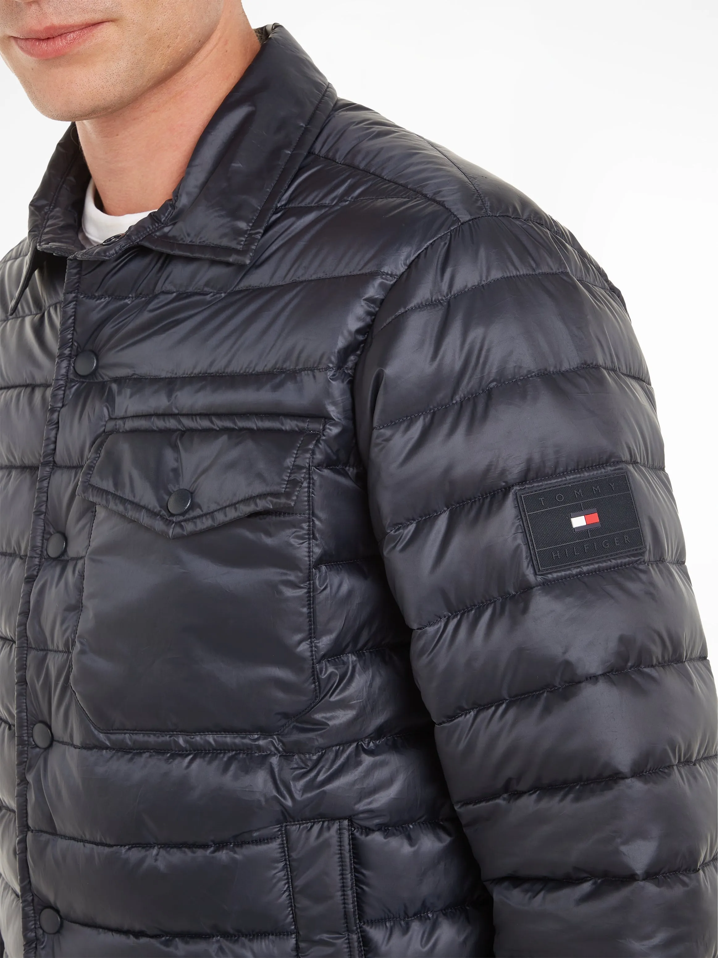 Tommy Hilfiger Packable Recycled Padded Shirt Jacket - Navy