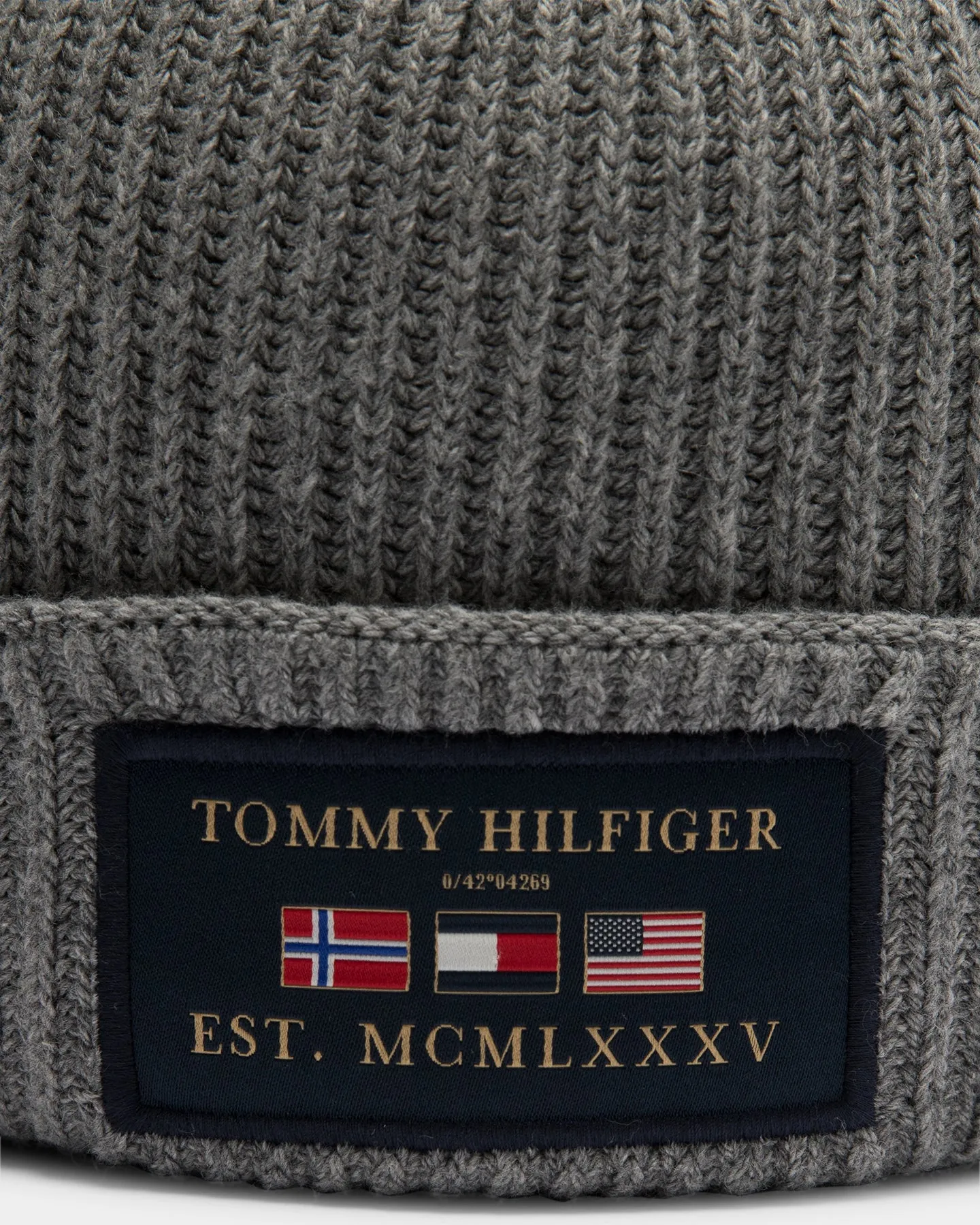Tommy Jeans Men's Outdoors Patch Beanie Mid Grey Melange