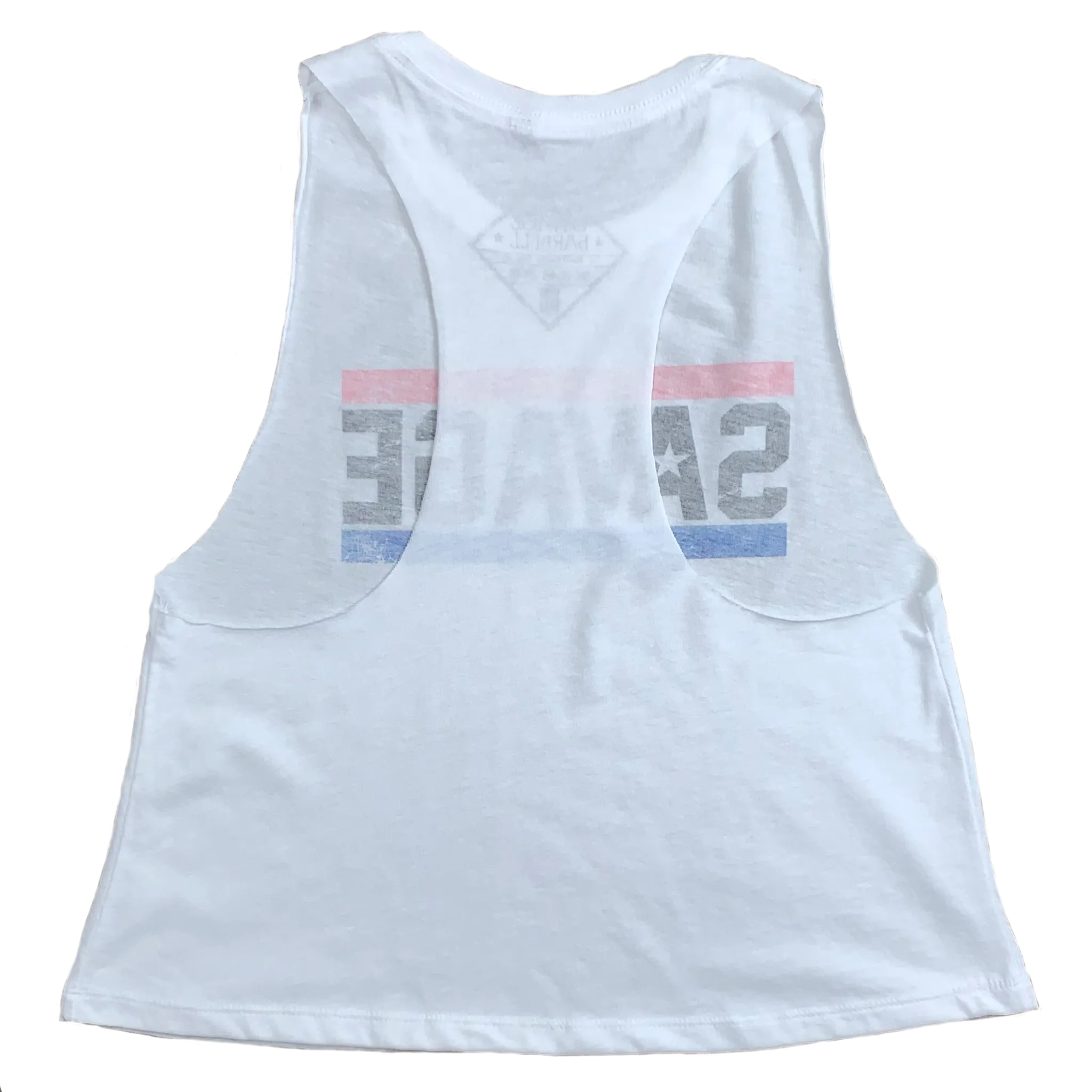 Women's Racerback Crop Tank - Red, White, & Blue - White