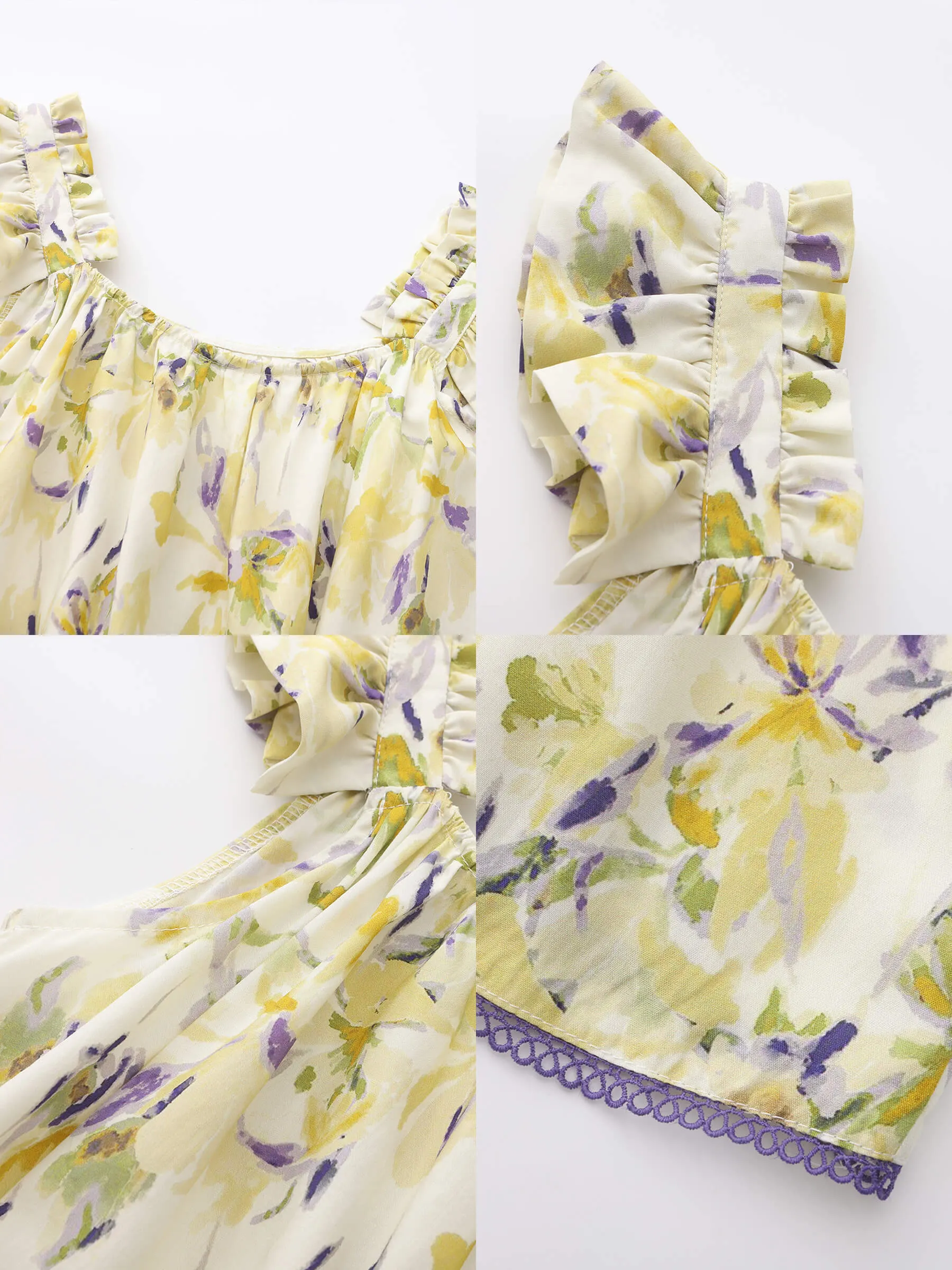 Yellow Floral Print Ruffle Cami Top