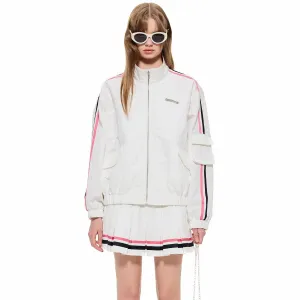 Zip-Up Track Jacket in White