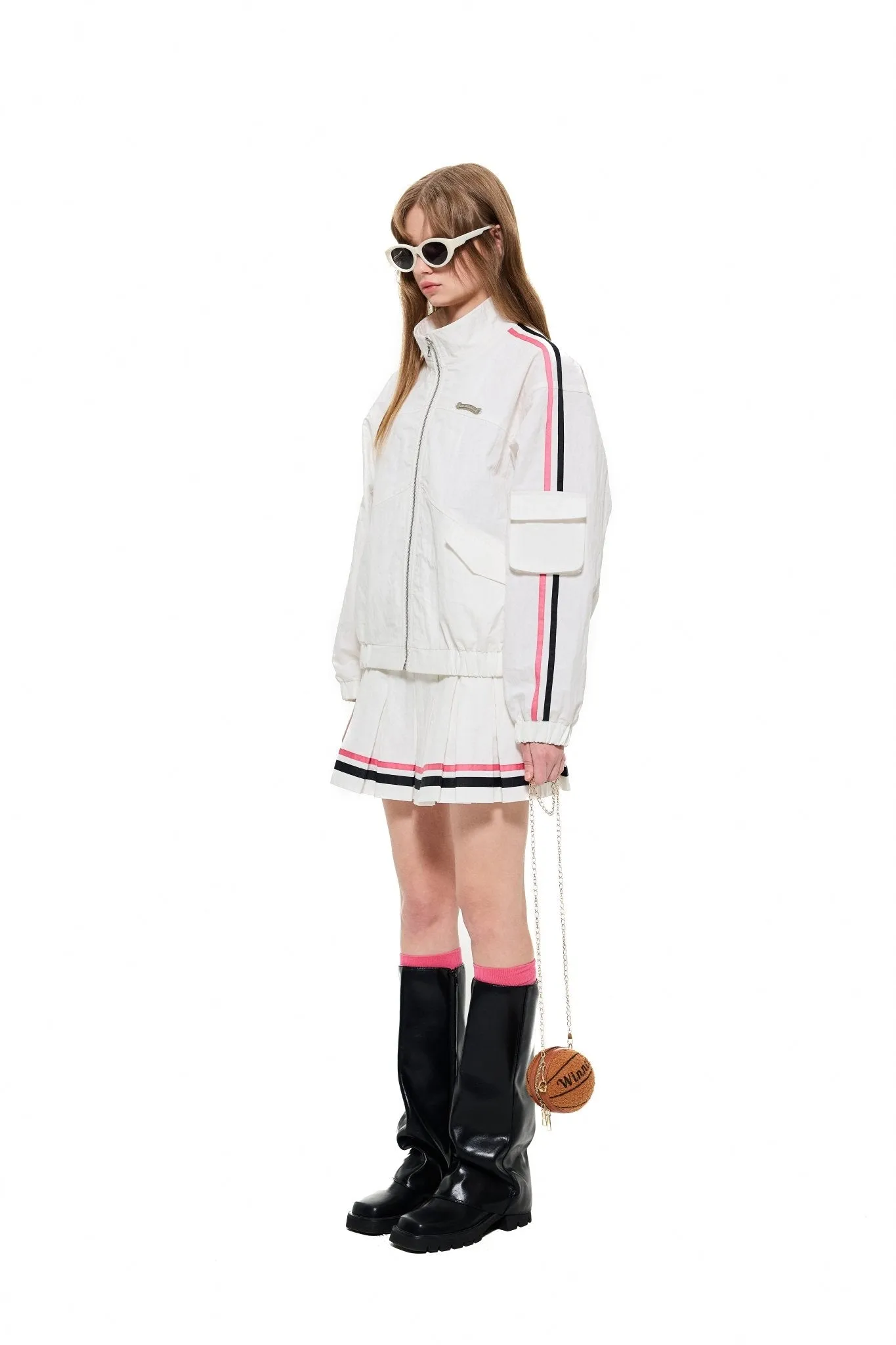 Zip-Up Track Jacket in White